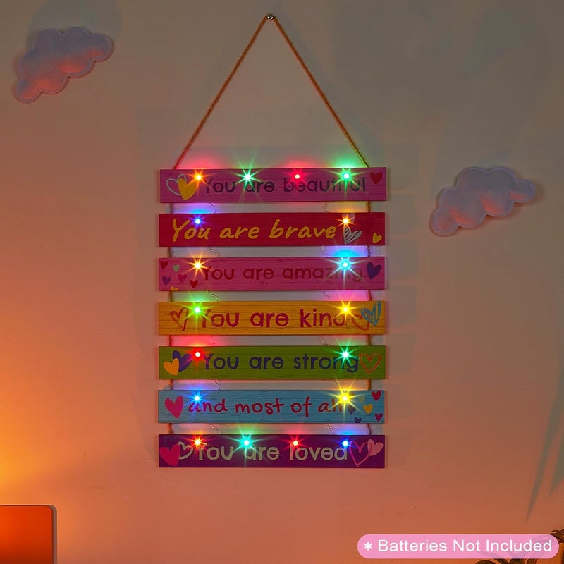 FIOBEE Girls Room Décor for Teen Girls Boys with LED Light Wall Decor for Bedroom Motivational Inspirational Wall Art Room Decoration for Kids Studyroom, 8 Kinds of Lights, Colorful Love - Image 3